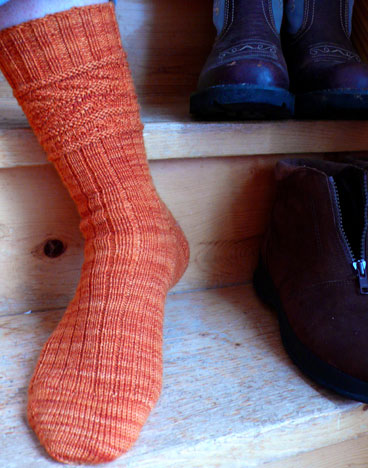 Fishbone Gansey Sock - Click Image to Close