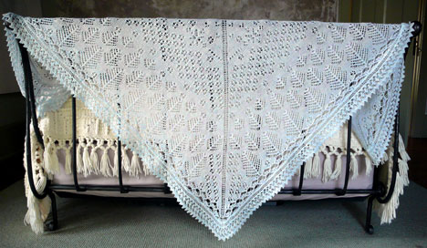 Snowflakes in Cedarwoods Lace Shawl - Click Image to Close